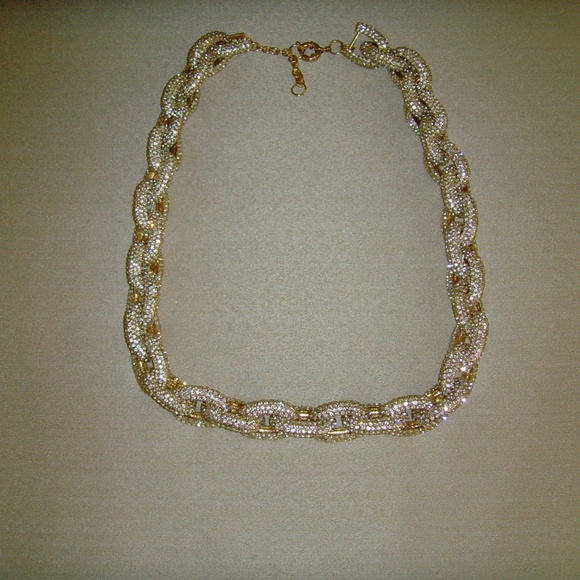 Rhinestone and Gold-Tone Chain Link Necklace - Picture 15 of 15